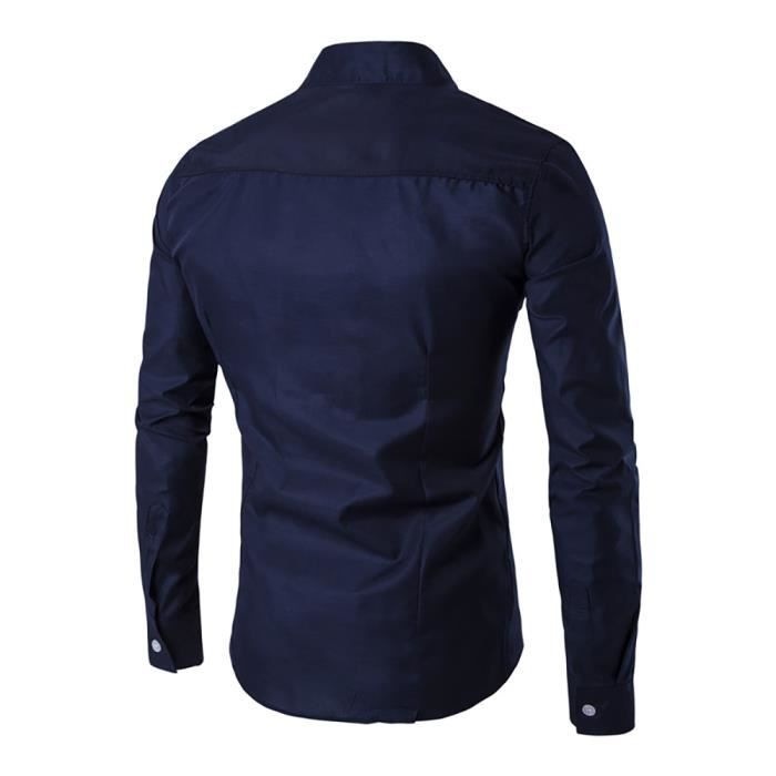 Chemise En Lin Sans Col Pour Homme Blanc