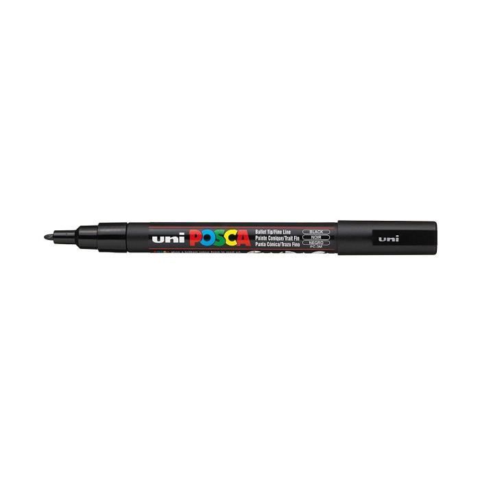 POSCA Mitsubishi Pencil - 3 Marqueurs Noir PC3M - Pointe Conique