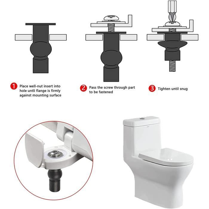 Vis et Boulons pour Sièges de Toilette, 5 Paires Abattant WC Fixations  Charnières, Vis pour Abattant de Toilette, Vis D'expansion pour Couvercle  de