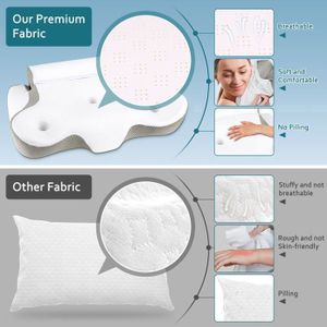 Oreiller Cervical Ergonomique SWZEC - Mousse à Mémoire De Forme, Soutien Cou Et Nuque, Housse Lavable, Pour Toutes Positions De Sommeil - 5