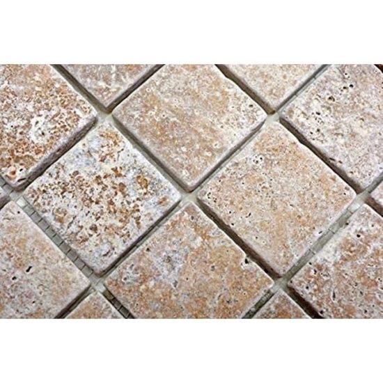 Mosaïque Travertin Noyer MOSANI 30.5x30.5cm, Sol/mur Intérieur/extérieur