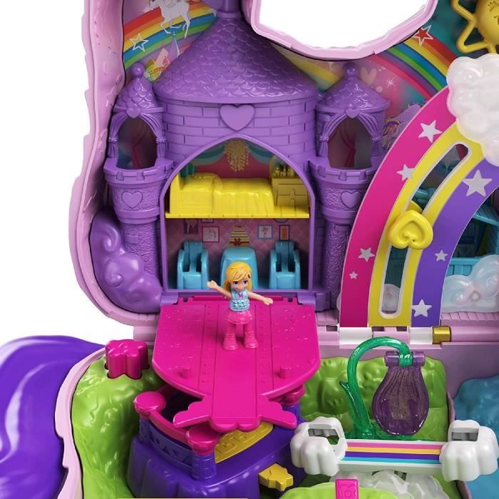 Polly Pocket coffret Licorne en Fête avec mini-figurines Polly et Lila,  plusieurs zones de jeu, 25 surprises et accessoires, jouet p - Cdiscount