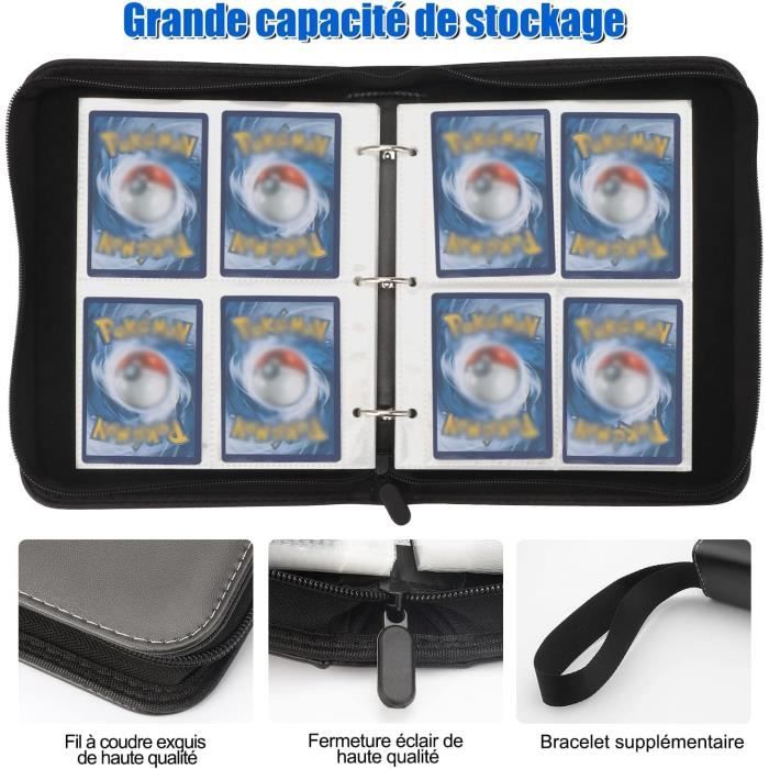 Album De Collection Pour Cartes – Classeur 50 Pages (400 Cartes) Avec Pochettes Amovibles, Fermeture éclair, Design Dragon – Cuir PU Imperméable