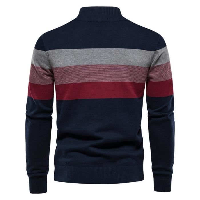 Suitsupply Merino Wool Pull Homme Grand Mince Fermeture Éclair Marine Bleu Foncé