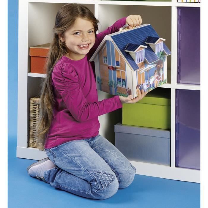 Playmobil 70985 Maison Transportable – Dollhouse Avec 3 Personnages, Salle De Bains, Chambre, Salon Et Cuisine, Dès 5 Ans