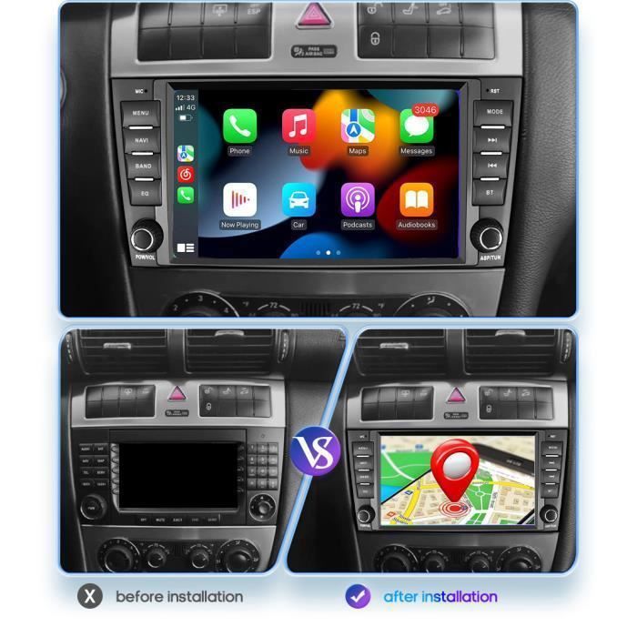Autoradio Android 7 Pouces Pour Mercedes Classe C/CLC/CLK - Carplay & Android Auto Sans Fil, GPS, WiFi, Caméra De Recul