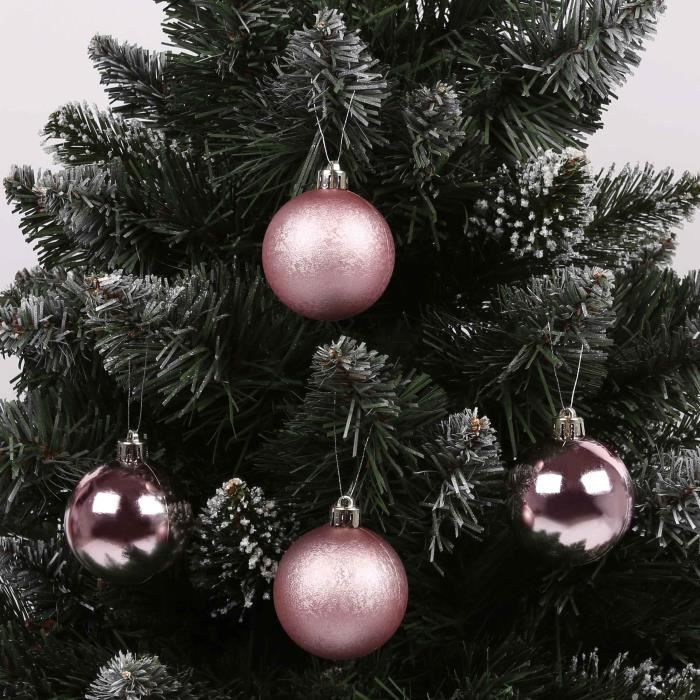 Boules De Noël HERZWILD - Lot De 12 Boules Dorées Roses Pailletées, 9 Cm, Pour Sapin - 3