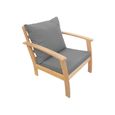 Salon de jardin en bois 4 places - Ushuaïa - Coussins Gris. canapé. fauteuils et table basse en acacia. design-3