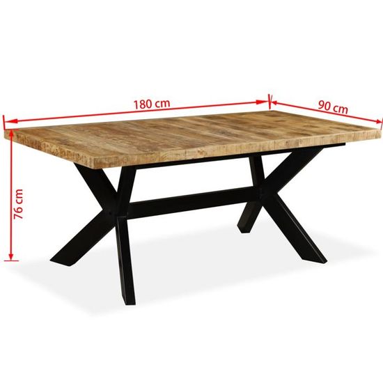 vidaXL Table de salle ¨¤ manger Bois de manguier brut et Acier 120 cm