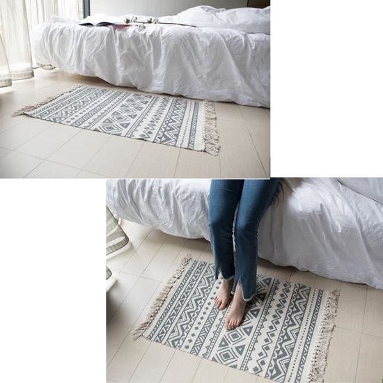 Tapis Berbere La Redoute 60130cm Tapis Tissé Tapis Tricoté En Coton Pour Salon Chambre Chaise Balcon Multifonction Gris