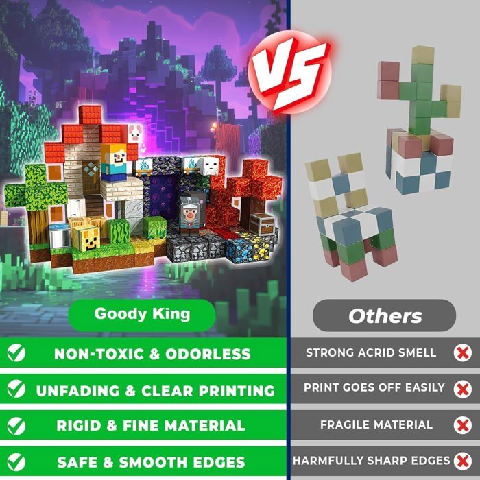 Goody King Blocs Magnétiques | 150 Pièces Construction Magnétiques | Ferme avec moulin à vent | Cube Magnétique pour Garçons et Filles | Jouets Sensoriels STEM Créatif Cadeau de Pâques