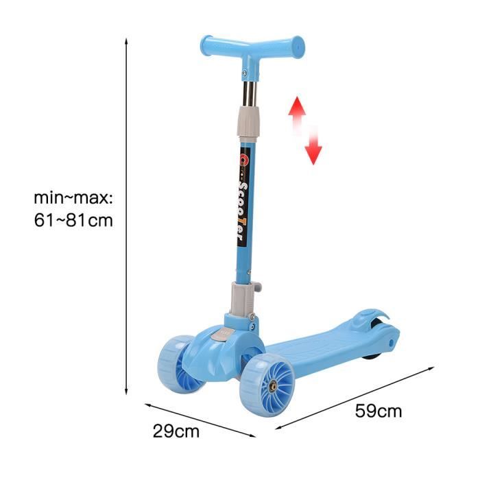 Trottinette Enfant 2 Roues Patinette Enfant Pliable Scooter Enfant Kick avec LED