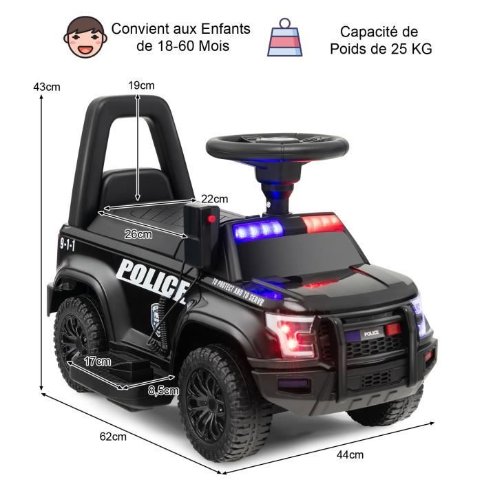 COSTWAY Porteur pour Enfants avec Megaphone Autocollant de Police Musique Rangement sous le Siege Jouet Educatif Baby Walker Cdiscount Jeux Jouets