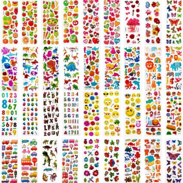 5000+ Gommettes Enfant Autocollants Stickers Colorés pour Scrapbooking DIY  Cadeau d'anniversaire Fête des Enfants Récompenses : : Cuisine et  Maison