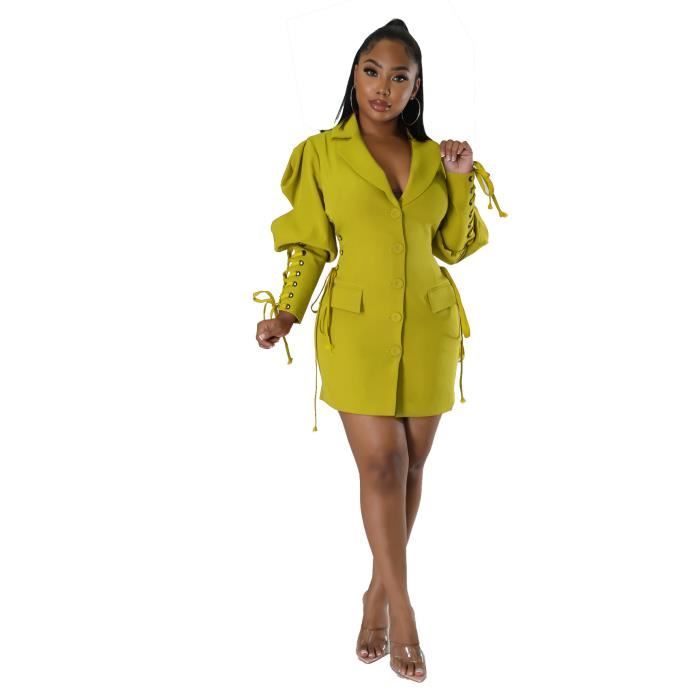 Robe blazer jaune outlet