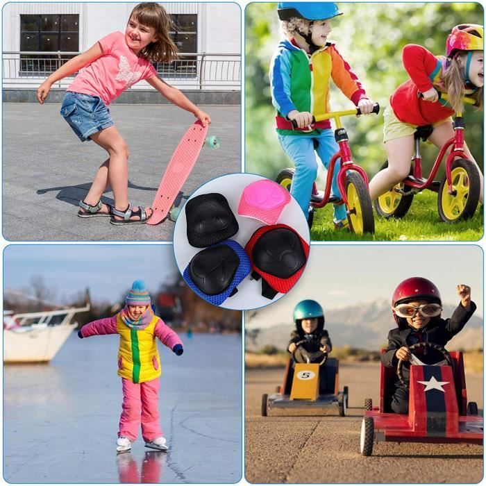 YUQIN Protections Roller Enfant,Kit de Protection 6 en 1 pour Enfant,Enfant  genouillère Sport Coudières, Protège-Poignets ，pour Patin à Roulette