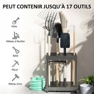 Porte-outils Mural Pliable MAIDURA - Lot De 2 Supports Métal Noir Pour Ranger Pelles, Balais, Outils De Jardin