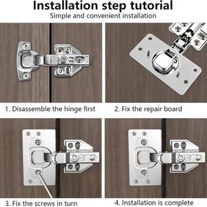 AIPAIDE 6pcs Plaque de Réparation de Charnière en Acier Inoxydable avec