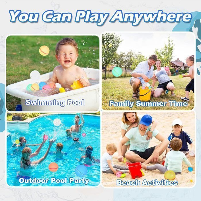 12 Ballons D'eau Réutilisables Magnétiques | Remplissage Auto Et Fermeture Automatique | Jeu D'eau été Enfants Adultes | Silicone Souple