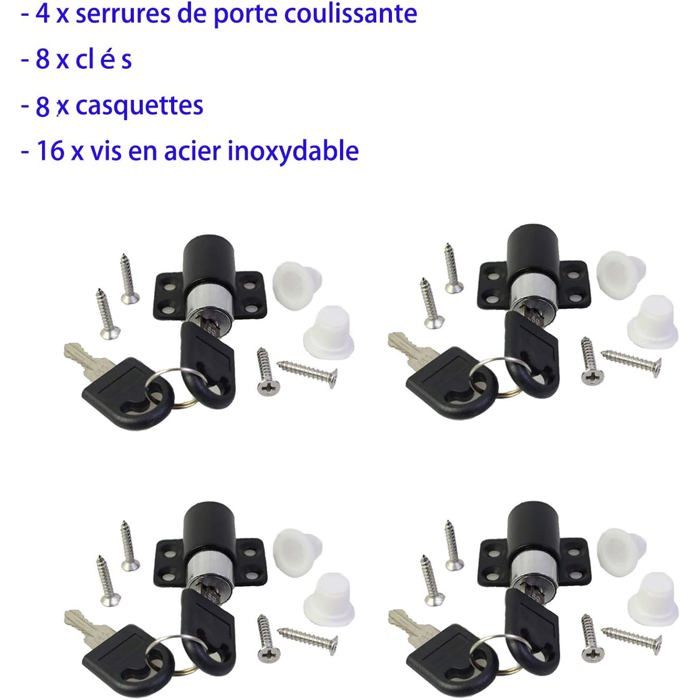 Lot De 4 Limiteurs De Fenêtre Sécurité Enfant - Verrou Avec Câble 20 Cm, Clé Incluse, Anti-Chute Et Anti-Effraction