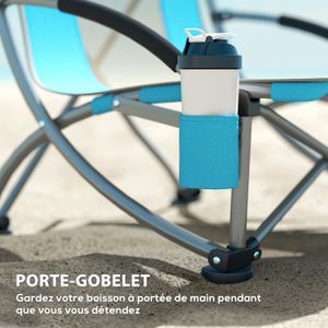 Lot De 2 Chaises De Camping Pliantes SUNMER Extra Larges & Légères - Avec Accoudoirs, Porte-Gobelet Et Sac De Transport, 120 Kg, Bleu