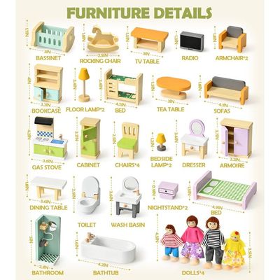 Chuntin-Kit de meubles de maison de poupée lumière LED en bois - Jeux - Jouets