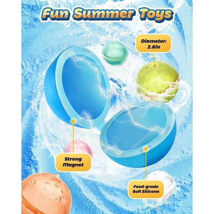 12 Ballons D'eau Réutilisables Magnétiques | Remplissage Auto Et Fermeture Automatique | Jeu D'eau été Enfants Adultes | Silicone Souple