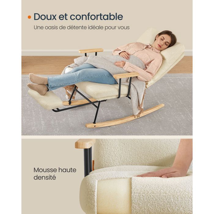 Fauteuil Bascule SONGMICS HOME Marron Camel Dossier R glable fauteuil-bascule-songmics-home-marron-camel-dossier-r-glable