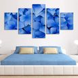 Décoration Murale Peinture Photoss 5 Panneaux Belles Fleurs Bleues Toile avec Cadre 100x50cm A622-0