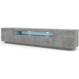 Meuble TV bas 200 cm - BB LOISIR - Commode TV Hi-Fi Table Béton Concrete - Gris - Contemporain - Design - Mat-0