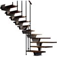 Escalier un quart tournant 12 marches - Structure métal et marches en bois massif noyer - KNOCK MISTERSTEP-0
