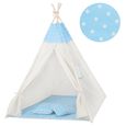 Tente Tipi pour enfant en coton SPRINGOS - étoiles/bleu - 160x120x100 cm-0