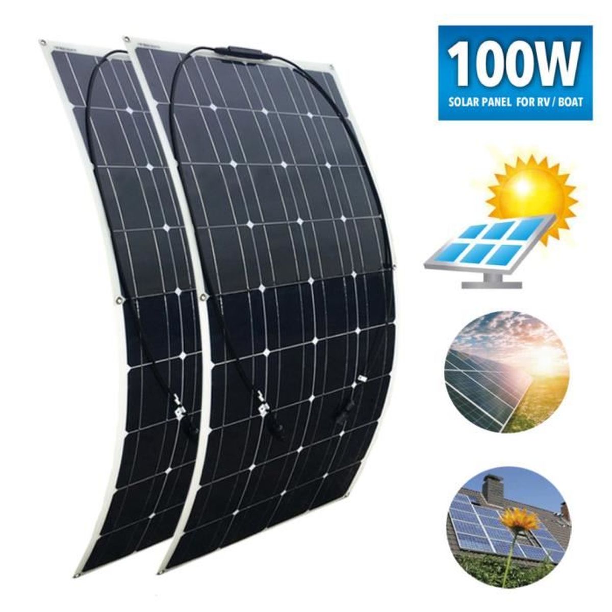 bateau r/éseau domestique ou hors r/éseau syst/ème solaire 250W Panneau solaire pour caravane camping yacht camping-car caravane