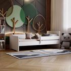 KOBI Lit d'enfant Complet 70x140 cm MAX sommier, barrièreères, matelas pour Filles garçons lit Simple - BLANC