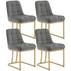 WOLTU Chaise Salle à Manger, Lot de 4, Chaise Salon en Velours Rembourrée, Structure Métallique Forme d'arc, Gris Foncé W0ATT0532-4