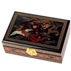 Boîte à bijoux - LA CHINEUSE - Motif Impérial Dragon et Phénix - Noir - Bois laqué - 21x14x7 cm