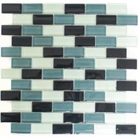 Pâte de Verre Mosaikmatte Mosaikbordüre Blanc Gris Noir Mauerverbund Brick MOS76-0204