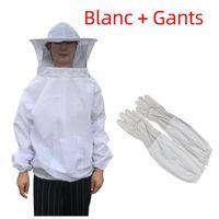 Blanc + gants en peau de mouton Vêtements de protection pour apiculteur, combinaison pour apiculteur, vêtements apiculteurs