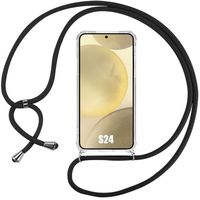 Coque Cordon pour Samsung Galaxy S24 - Anti-Rayures Transparente TPU avec Cordon Noir