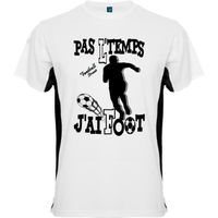Tee shirt noir et blanc sport Football "PAS L'TEMPS J'AI FOOT" | tee shirt noir et blanc thème football