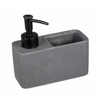 Distributeur de produit vaisselle Resa, distributeur de savon, visuel pierre naturelle avec compartiment à éponge (incluse),