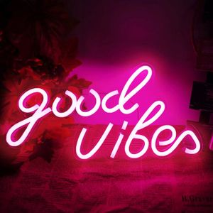 VEILLEUSE Good Vibe Neon Sign Good Vibes Led Néon Rose Lettr
