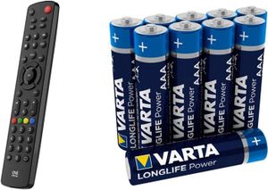 PILES Tlcommande Universelle Contour 4 - Noire Varta Longlife Power Aaa Micro Lr03 Alkaline Battery 10-Pack - Made In