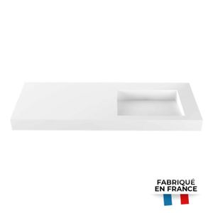 LAVABO - VASQUE iStone Plan vasque autoportant fabriqué en France 1200x550x100mm, en Solid Surface, blanc mat (LIVEA-1200)