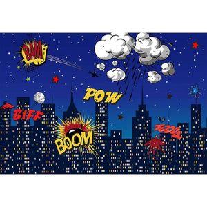 SK Toile de fond en vinyle et en plastique pour fête d'anniversaire de garçon sur le thème des super-héros 1,5 x 0,9 m 