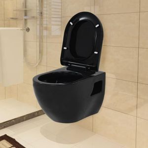 WC - TOILETTES 4375JOLI® Luxueux Toilette suspendue au mur Moderne,Toilette Suspendue WC Suspendu Pack WC Cuvette murale Céramique Noir