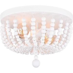 corde de chanvre KJLARS Plafonnier Suspension Luminaire Style de ferme de campagne fran/çaise Lampe Perles en bois Lustre Antique Pendante pour cuisine salon salle /à manger chambre 36CM*28cm E14*3