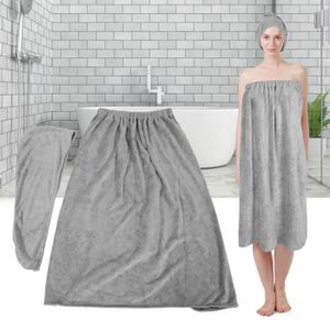 SORTIE DE BAIN Mxzzand Serviette de bain Ensemble de serviettes de bain réglables pour femmes, avec jupe de bain douce, hygiene accessoires Gris