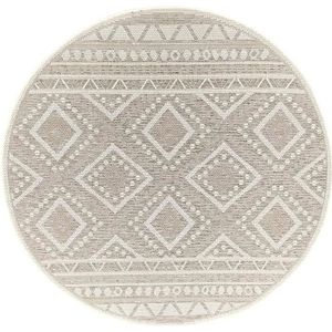 TAPIS Tapis de Salon ou Terrasse en beige 120x120 | Tapis plat moderne | Rond | Interieur et Exterieur - The Carpet Ottowa
