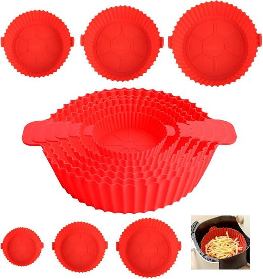 SKIKHN Lot De 6 Moules Silicone Air Fryer - Ramequins Réutilisables Pour Friteuse Sans Huile - Noir